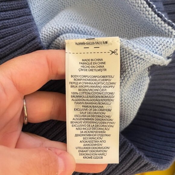 NWOT! Boy’s POLO Ralph Lauren dark and light blue hooded 100% cotton sweater Lg - Picture 4 of 4